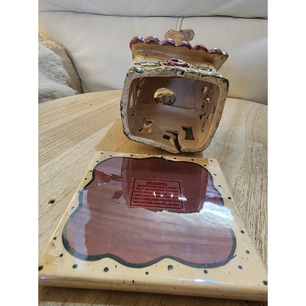 Blue Sky Heather Goldminc Clayworks Joy Rose Ceramic Tea Light House CL20012 - Picture 4 of 6